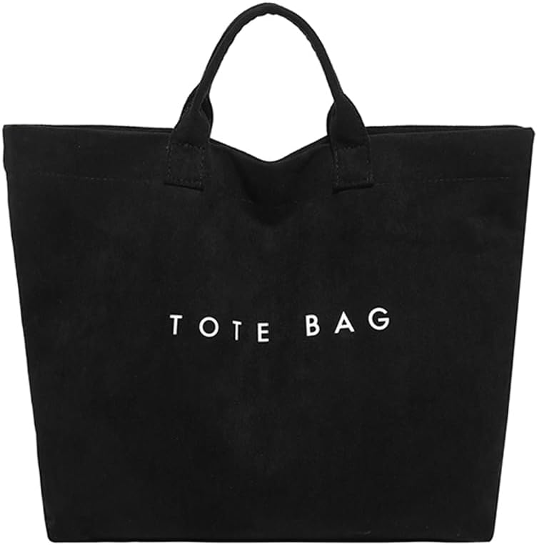 Cohawk Suede Tote Bag for Women Large Soft Tote Bag for Work Travel Letter Print Hobo Bag Fashion Handbag - Image 1